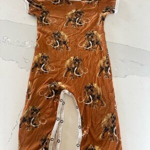Milkbarn Tan and White wooly mammoth Baby Romper